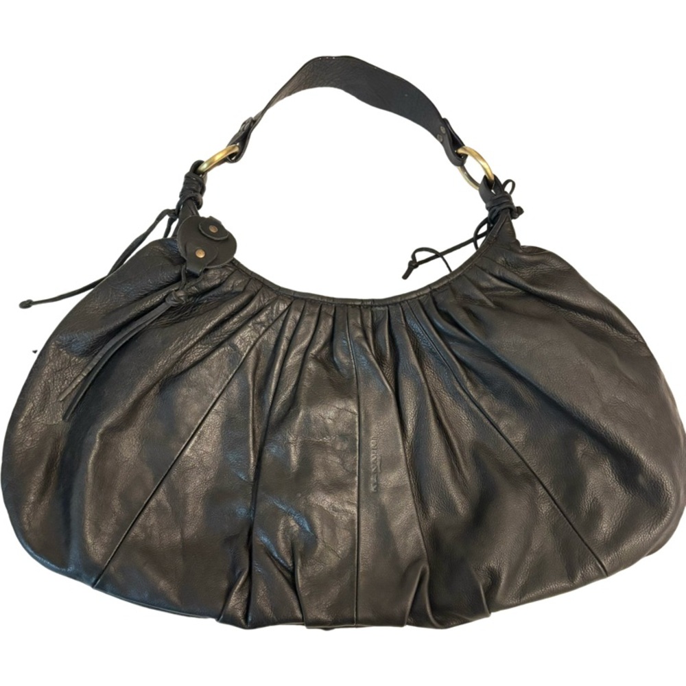 NANNINI Leather Crescent Hibiscus Bag in Black Size OS
